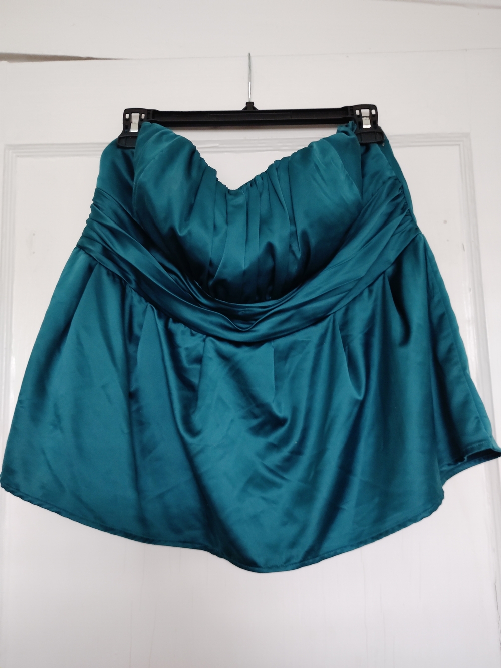 Torrid 0 Teal Green Satin Strapless Bustier Tube Top Plus Size